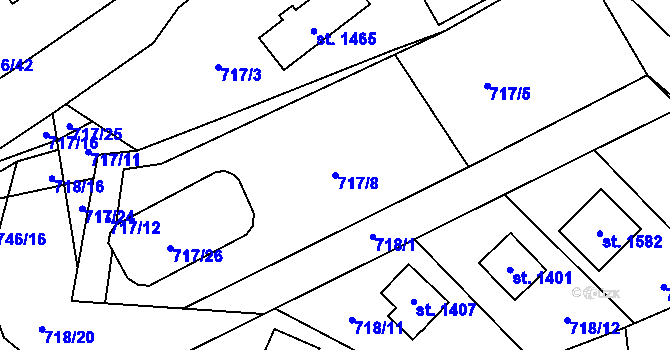 Parcela st. 717/8 v KÚ Blovice, Katastrální mapa