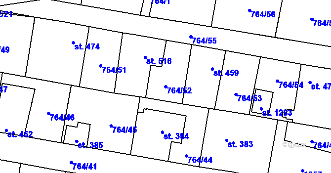 Parcela st. 764/52 v KÚ Blovice, Katastrální mapa
