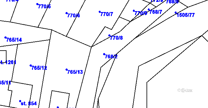 Parcela st. 768/2 v KÚ Blovice, Katastrální mapa