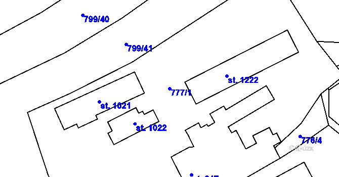 Parcela st. 777/1 v KÚ Blovice, Katastrální mapa