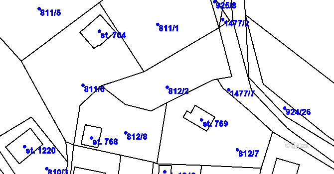 Parcela st. 812/2 v KÚ Blovice, Katastrální mapa