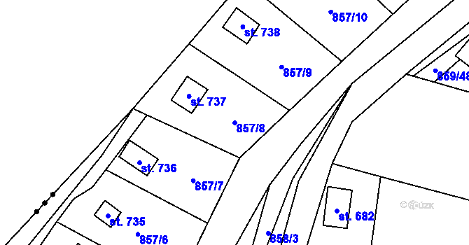 Parcela st. 857/8 v KÚ Blovice, Katastrální mapa