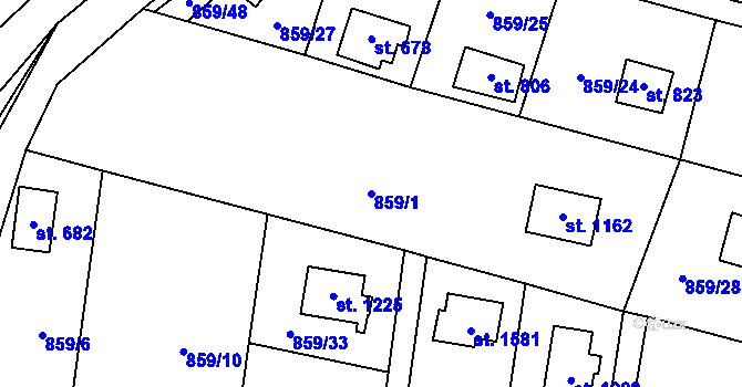 Parcela st. 859/1 v KÚ Blovice, Katastrální mapa