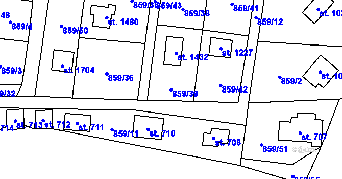 Parcela st. 859/39 v KÚ Blovice, Katastrální mapa