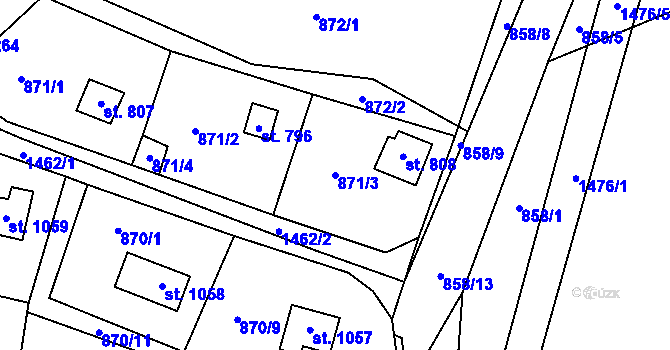 Parcela st. 871/3 v KÚ Blovice, Katastrální mapa