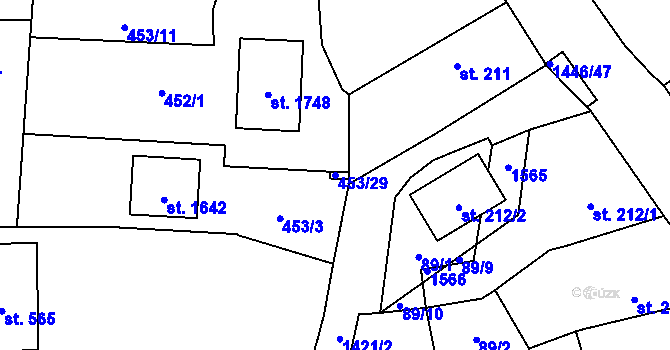 Parcela st. 453/29 v KÚ Blovice, Katastrální mapa