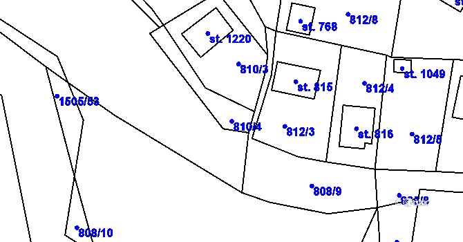 Parcela st. 810/4 v KÚ Blovice, Katastrální mapa