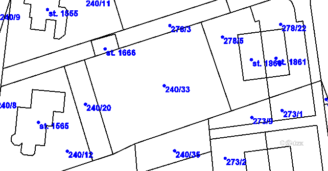 Parcela st. 240/33 v KÚ Blovice, Katastrální mapa