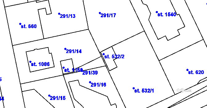 Parcela st. 532/2 v KÚ Blovice, Katastrální mapa