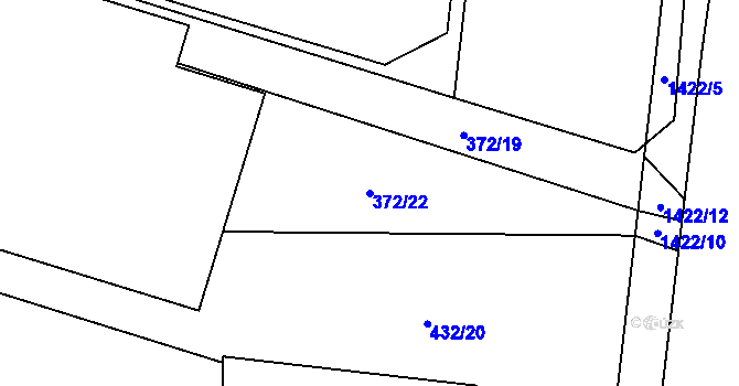 Parcela st. 372/22 v KÚ Blovice, Katastrální mapa