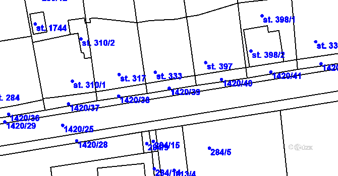 Parcela st. 1420/39 v KÚ Blovice, Katastrální mapa