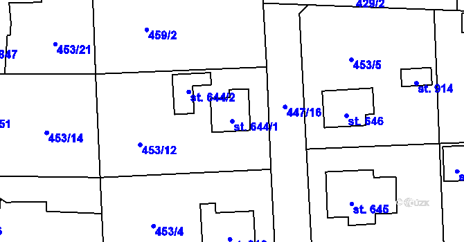 Parcela st. 644/1 v KÚ Blovice, Katastrální mapa