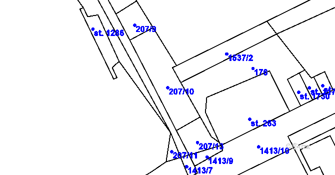 Parcela st. 207/10 v KÚ Blovice, Katastrální mapa