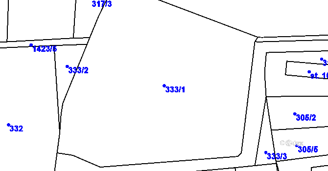 Parcela st. 333/1 v KÚ Blovice, Katastrální mapa