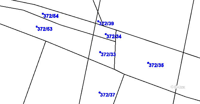 Parcela st. 372/33 v KÚ Blovice, Katastrální mapa
