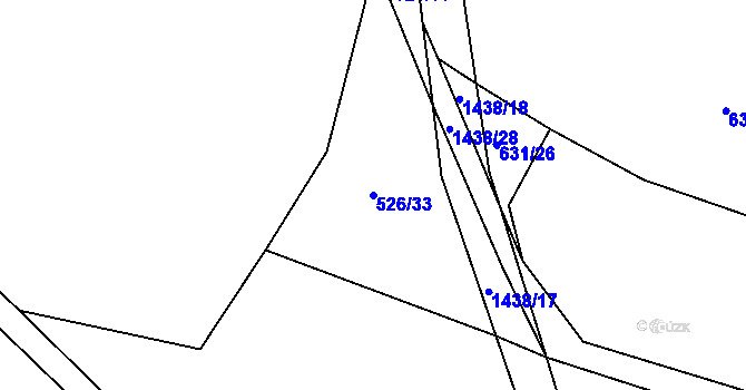 Parcela st. 526/33 v KÚ Blovice, Katastrální mapa