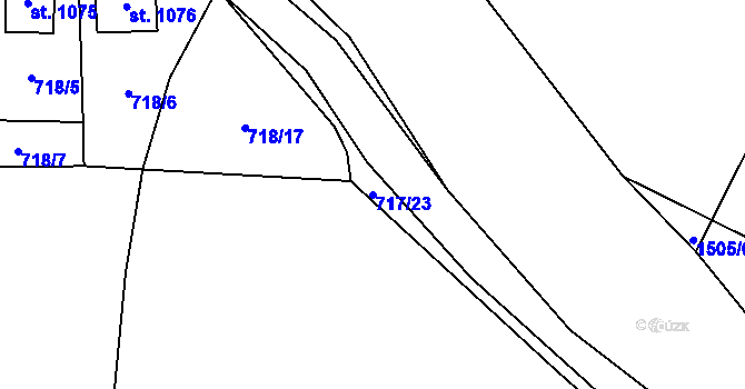 Parcela st. 717/23 v KÚ Blovice, Katastrální mapa
