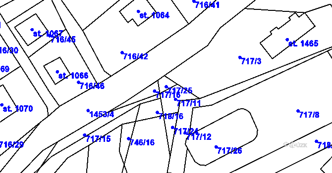Parcela st. 717/25 v KÚ Blovice, Katastrální mapa