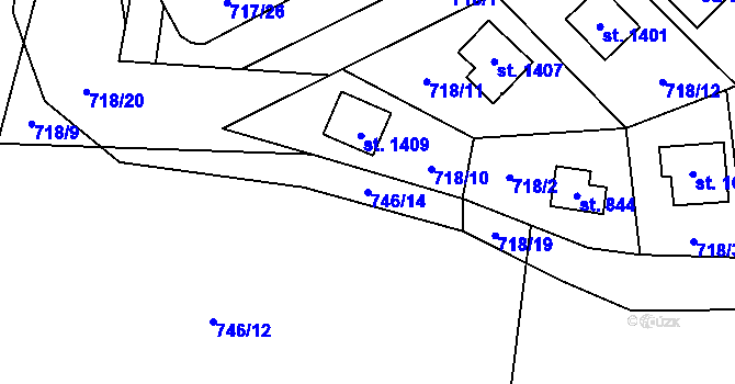 Parcela st. 746/14 v KÚ Blovice, Katastrální mapa