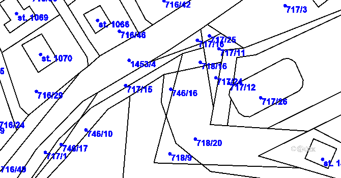 Parcela st. 746/16 v KÚ Blovice, Katastrální mapa