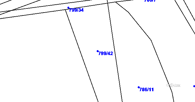 Parcela st. 799/42 v KÚ Blovice, Katastrální mapa