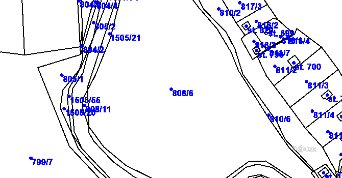 Parcela st. 808/6 v KÚ Blovice, Katastrální mapa