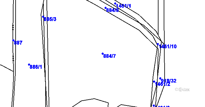 Parcela st. 884/7 v KÚ Blovice, Katastrální mapa