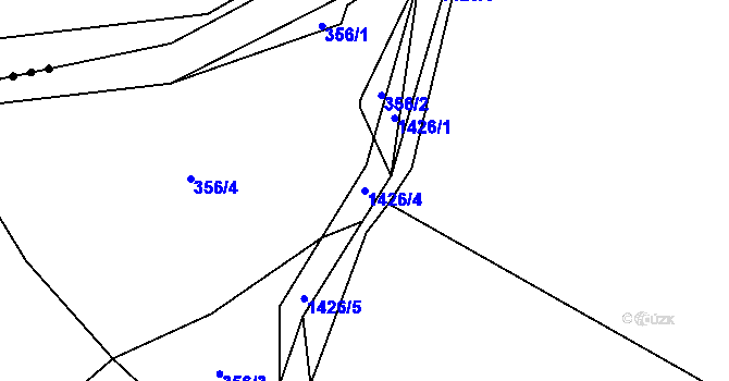 Parcela st. 1426/4 v KÚ Blovice, Katastrální mapa