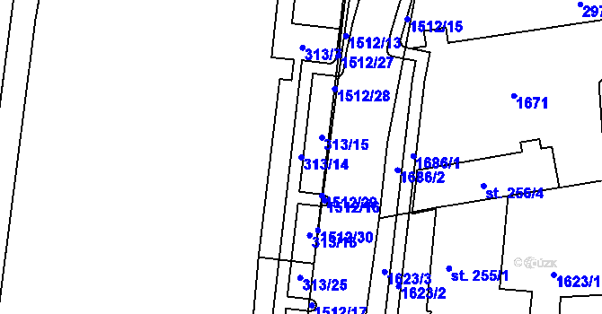 Parcela st. 313/14 v KÚ Blovice, Katastrální mapa