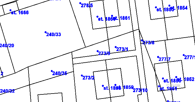 Parcela st. 273/9 v KÚ Blovice, Katastrální mapa