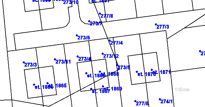 Parcela st. 273/12 v KÚ Blovice, Katastrální mapa