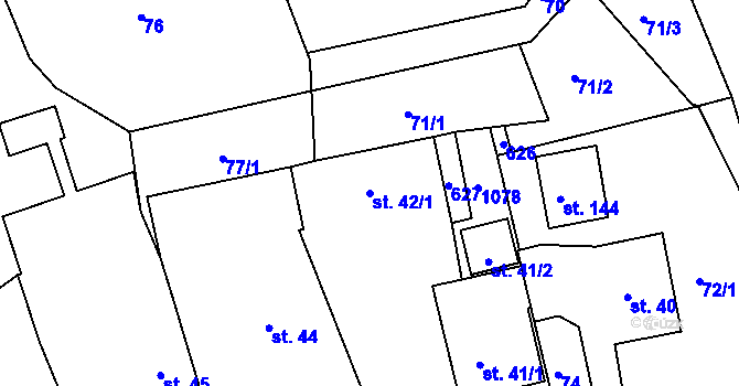 Parcela st. 42/1 v KÚ Hradiště u Blovic, Katastrální mapa