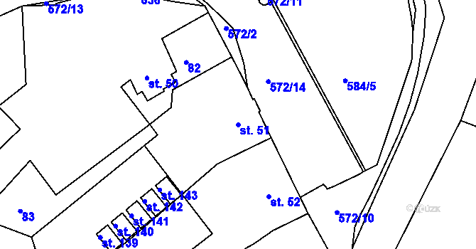 Parcela st. 51 v KÚ Hradiště u Blovic, Katastrální mapa