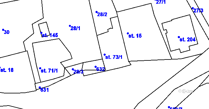 Parcela st. 73/1 v KÚ Hradiště u Blovic, Katastrální mapa
