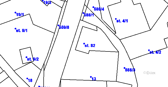 Parcela st. 82 v KÚ Hradiště u Blovic, Katastrální mapa