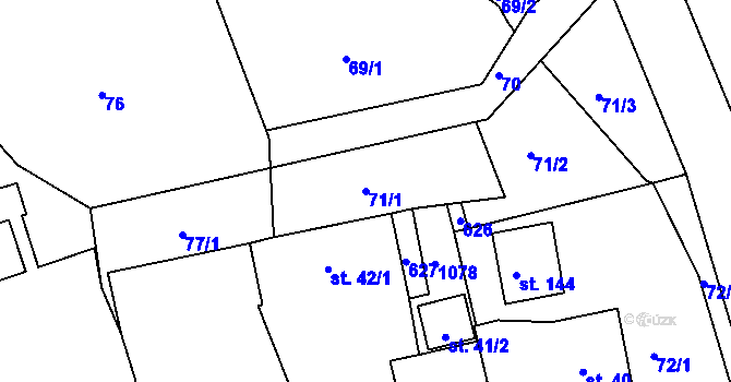Parcela st. 71/1 v KÚ Hradiště u Blovic, Katastrální mapa