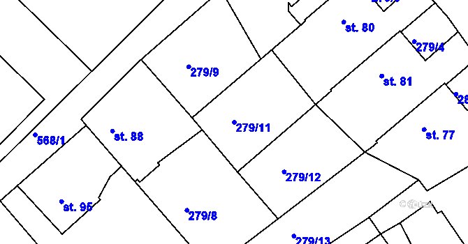 Parcela st. 279/11 v KÚ Hradiště u Blovic, Katastrální mapa
