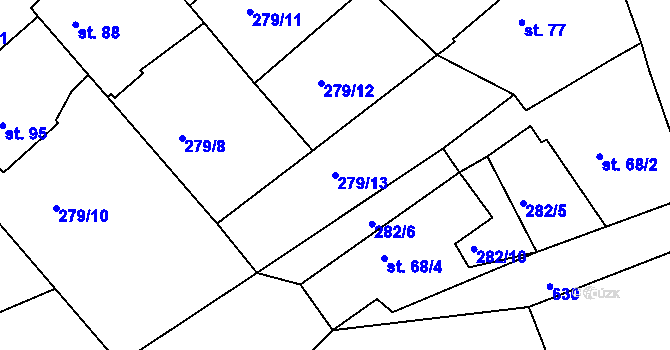 Parcela st. 279/13 v KÚ Hradiště u Blovic, Katastrální mapa