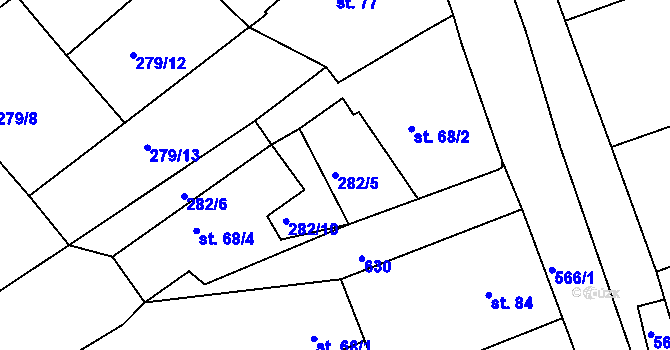 Parcela st. 282/5 v KÚ Hradiště u Blovic, Katastrální mapa
