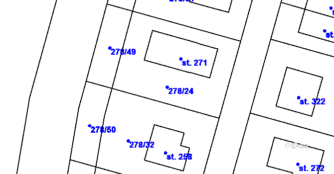 Parcela st. 278/24 v KÚ Hradiště u Blovic, Katastrální mapa