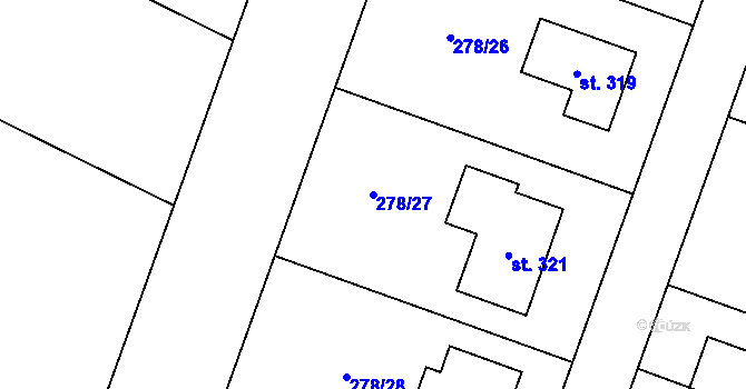 Parcela st. 278/27 v KÚ Hradiště u Blovic, Katastrální mapa