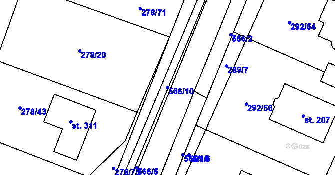 Parcela st. 566/10 v KÚ Hradiště u Blovic, Katastrální mapa