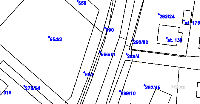 Parcela st. 566/11 v KÚ Hradiště u Blovic, Katastrální mapa