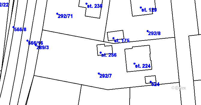 Parcela st. 256 v KÚ Hradiště u Blovic, Katastrální mapa