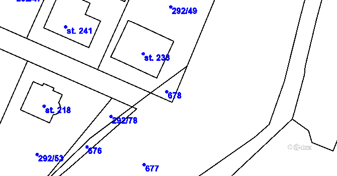 Parcela st. 292/81 v KÚ Hradiště u Blovic, Katastrální mapa