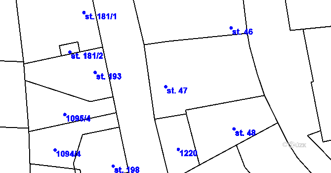 Parcela st. 47 v KÚ Blšany, Katastrální mapa
