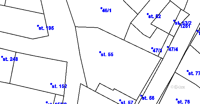 Parcela st. 55 v KÚ Blšany, Katastrální mapa