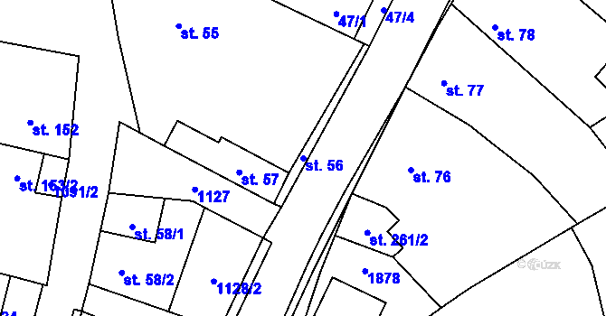 Parcela st. 56 v KÚ Blšany, Katastrální mapa