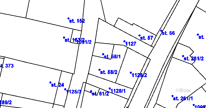 Parcela st. 58/1 v KÚ Blšany, Katastrální mapa