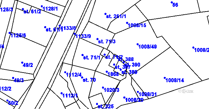 Parcela st. 71/2 v KÚ Blšany, Katastrální mapa